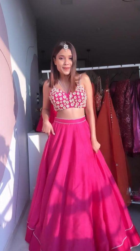 Bright Pink Lehenga with handwork blouse - Gracious You