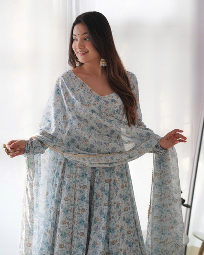 Chiffon Floral Anarkali Suit - Gracious You