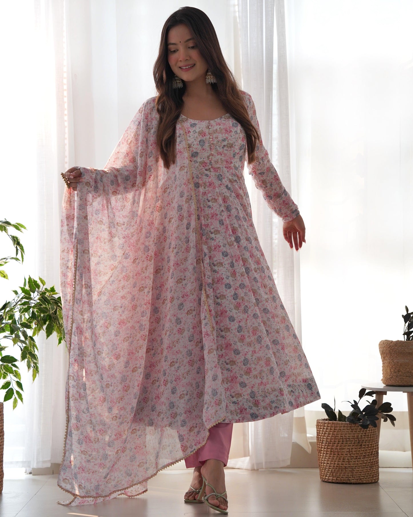 Chiffon Floral Anarkali Suit - Gracious You