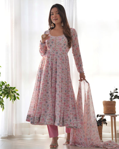 Chiffon Floral Anarkali Suit - Gracious You