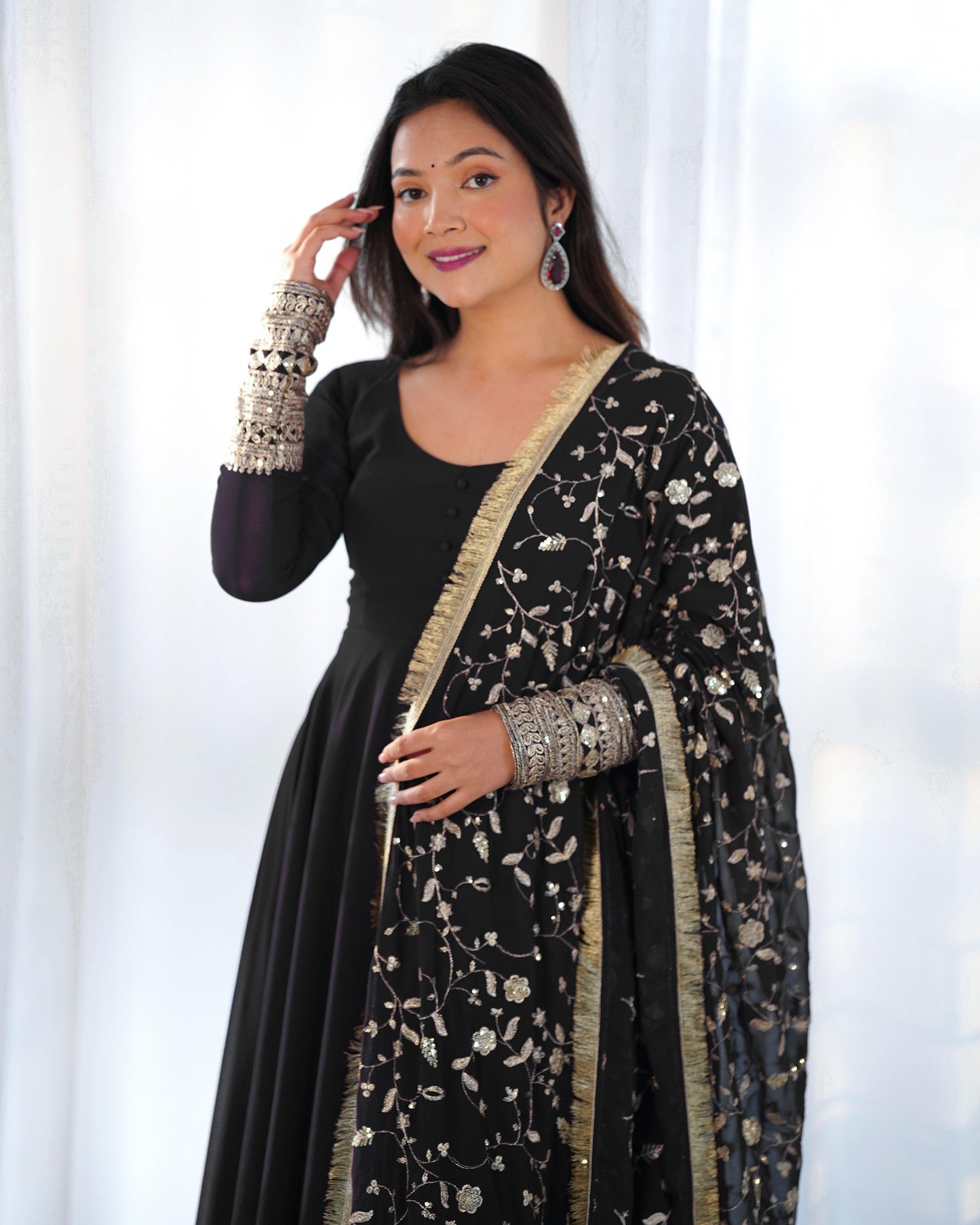 Georgette Anarkali suit with work dupatta - Gracious You