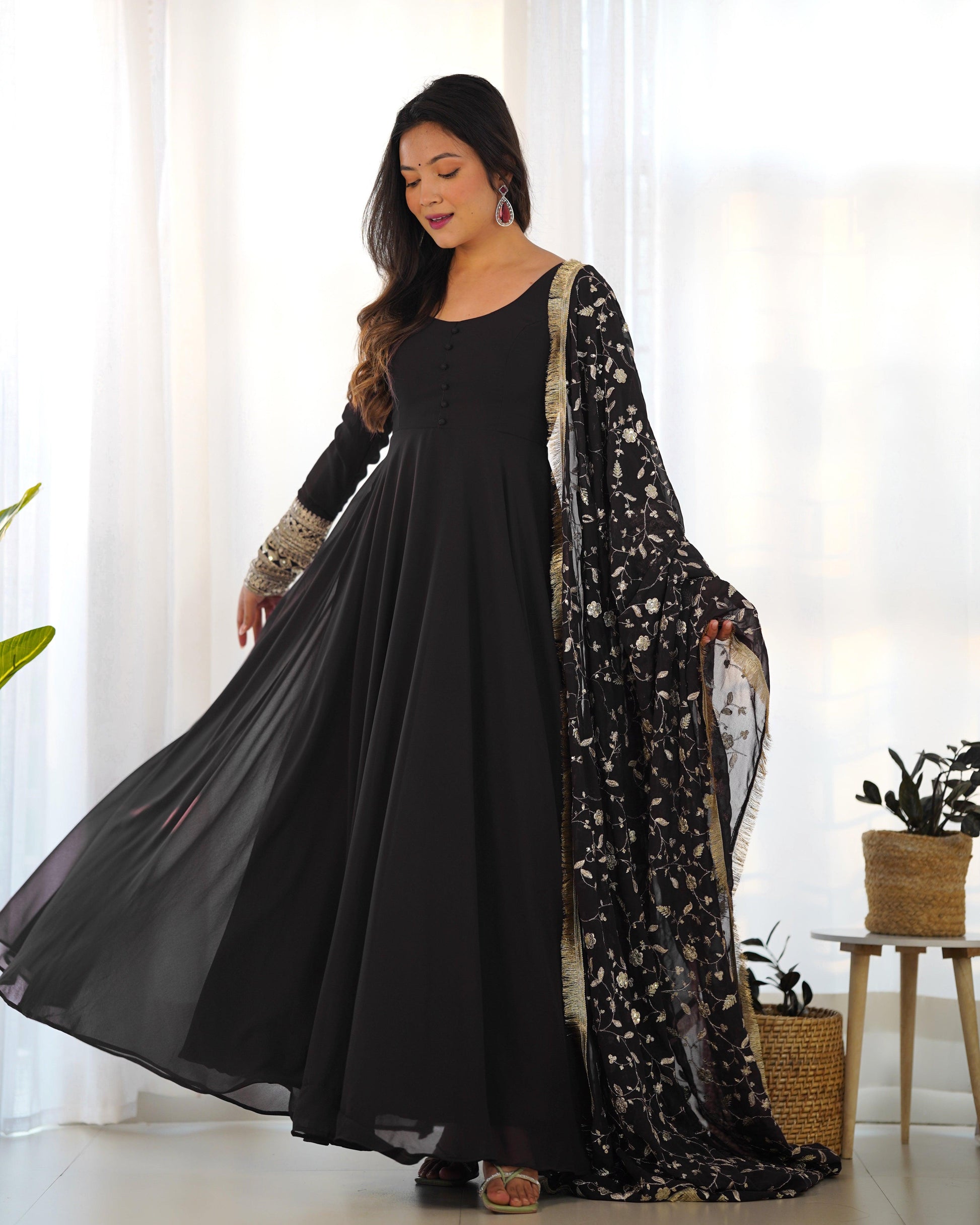 Georgette Anarkali suit with work dupatta - Gracious You