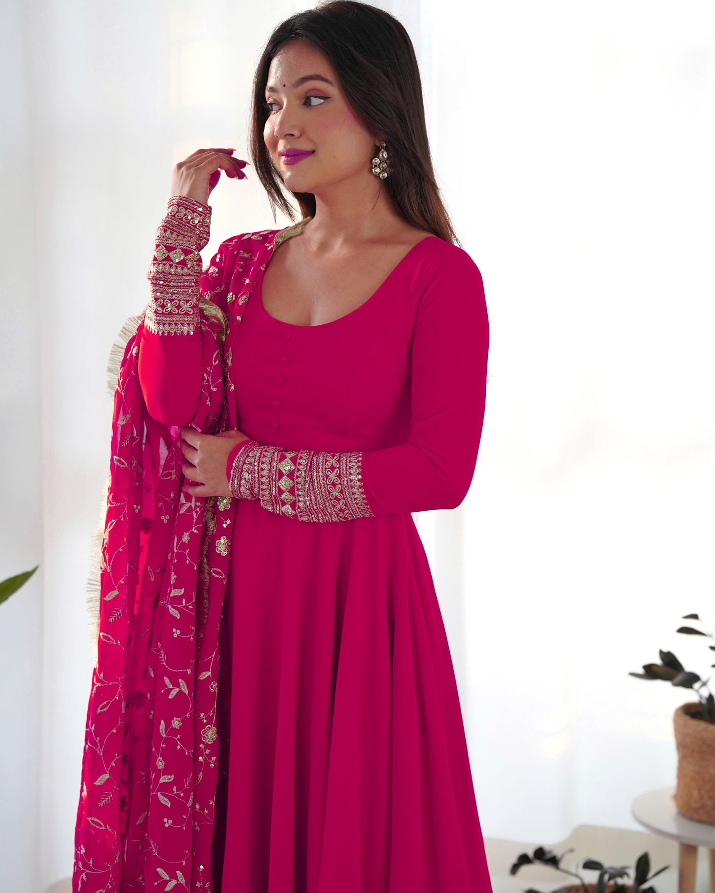 Georgette Anarkali suit with work dupatta - Gracious You