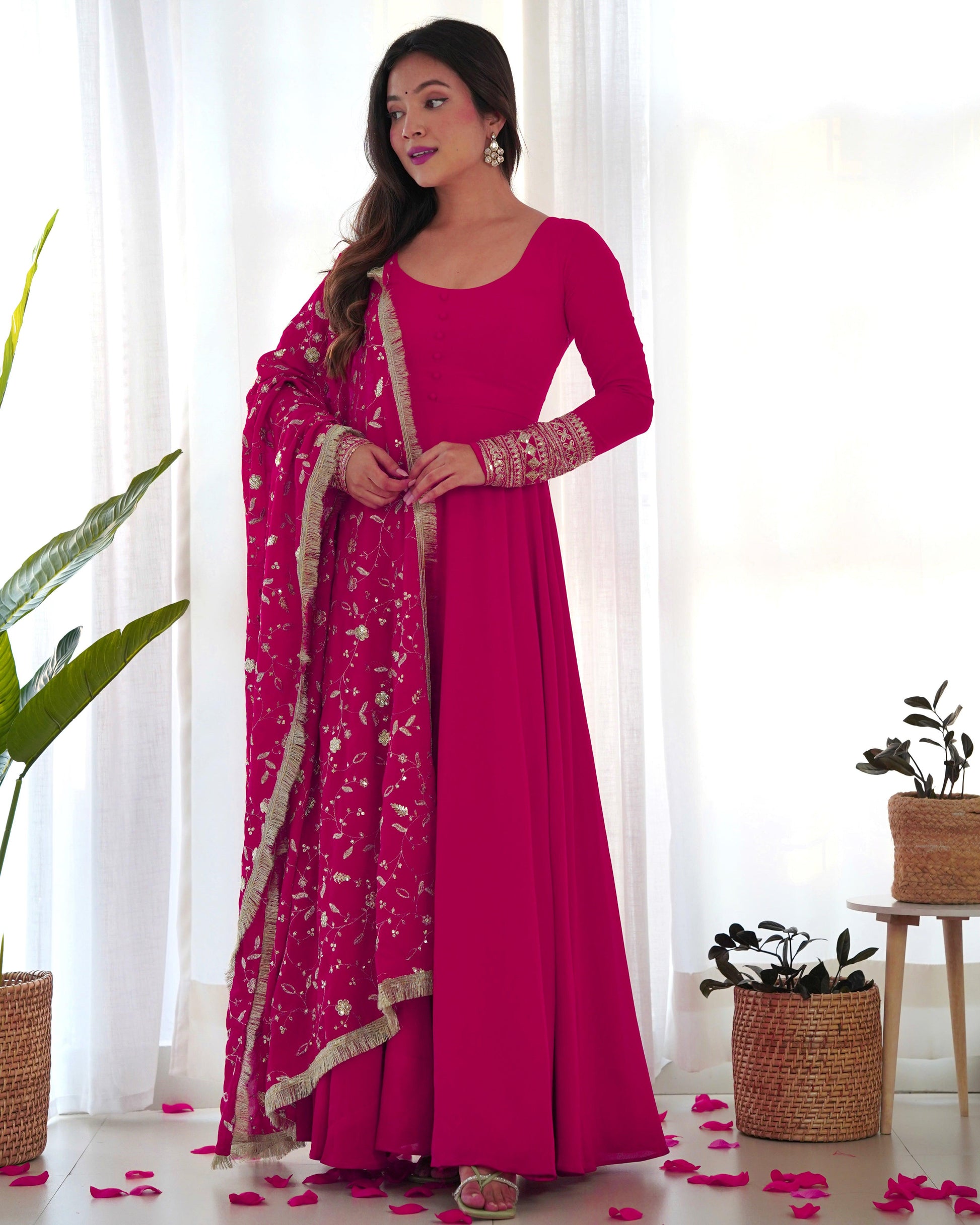 Georgette Anarkali suit with work dupatta - Gracious You