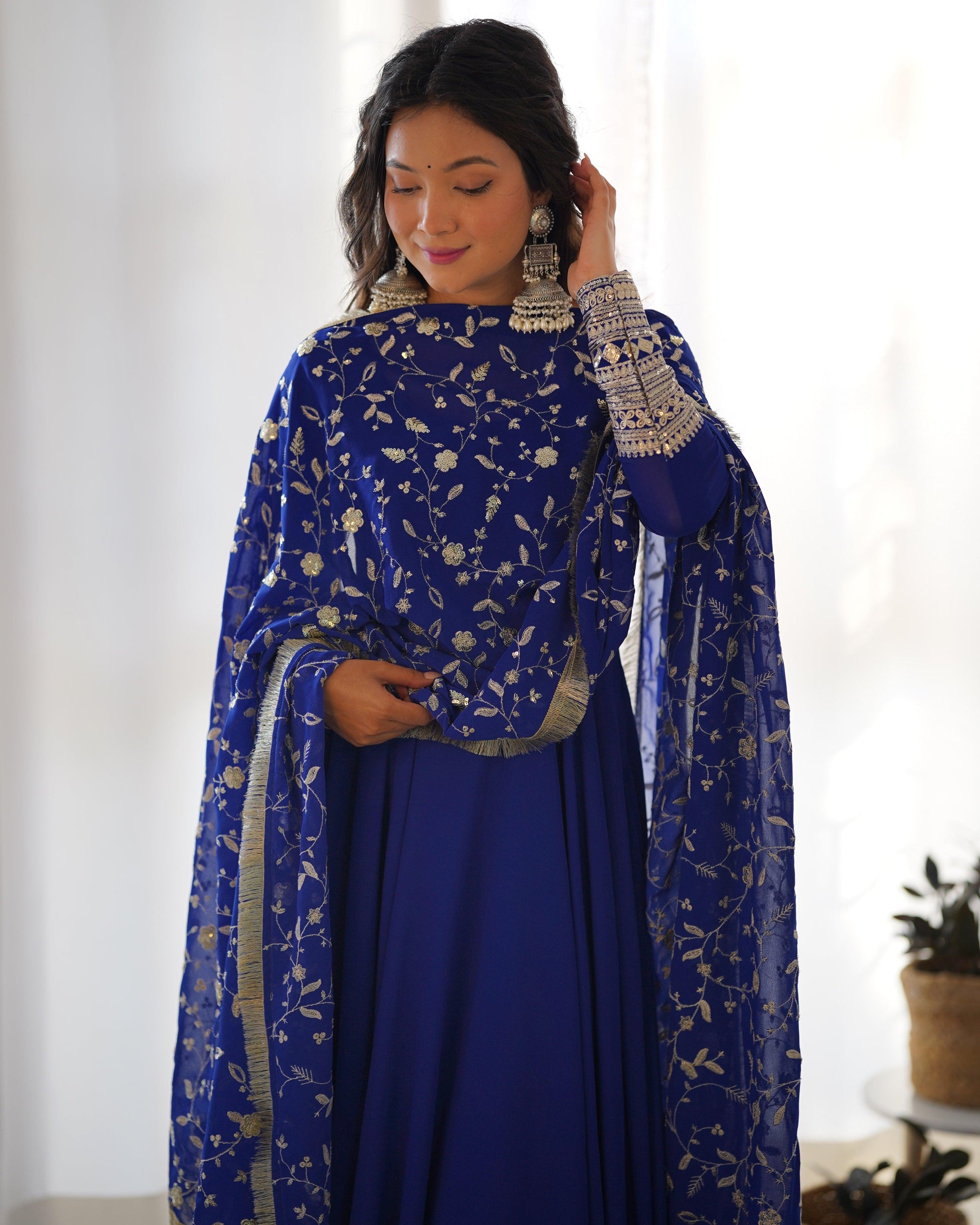 Georgette Anarkali suit with work dupatta - Gracious You