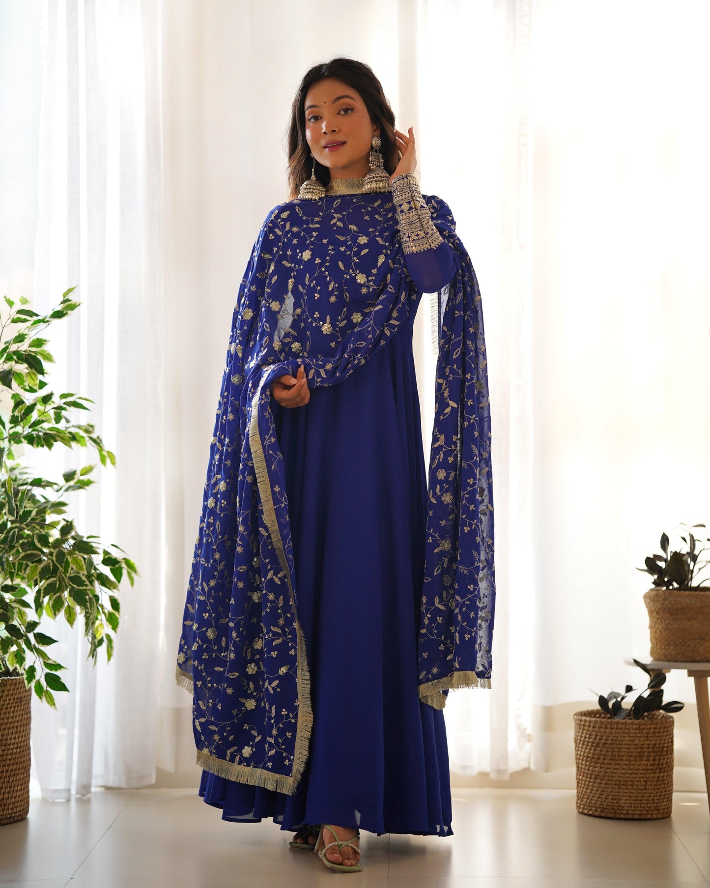 Georgette Anarkali suit with work dupatta - Gracious You