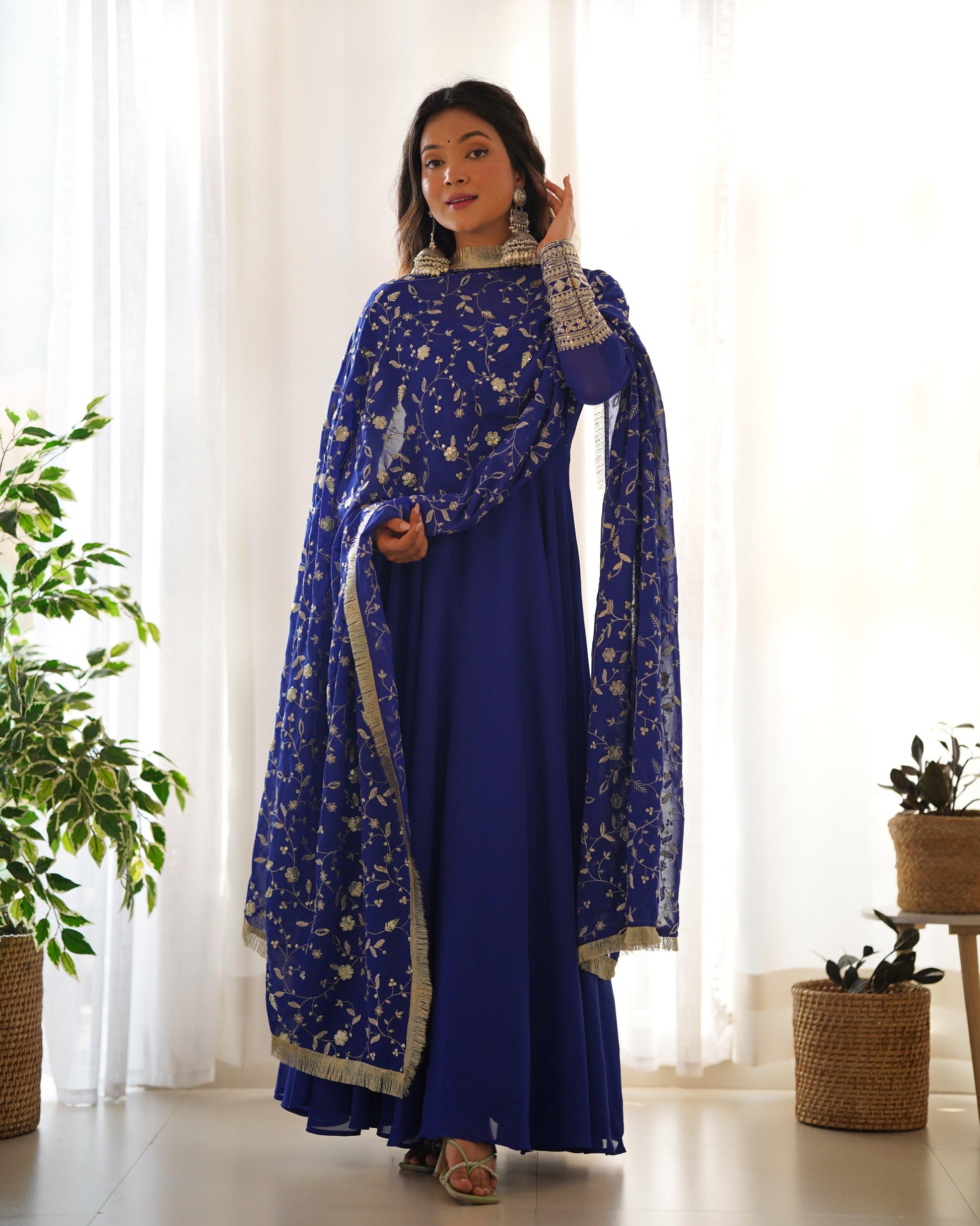 Georgette Anarkali suit with work dupatta - Gracious You