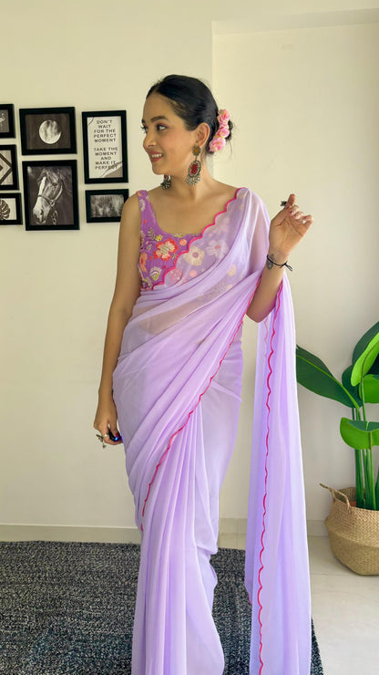 Beautiful Saree with Flower work blouse - Gracious You