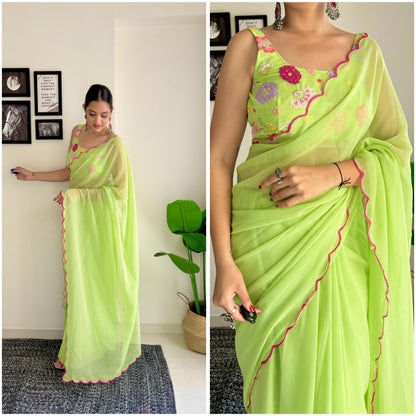 Beautiful Saree with Flower work blouse - Gracious You