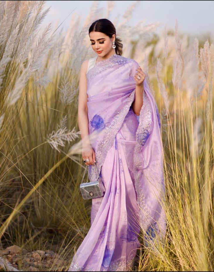 Lavender Khadi Organza Saree - Gracious You