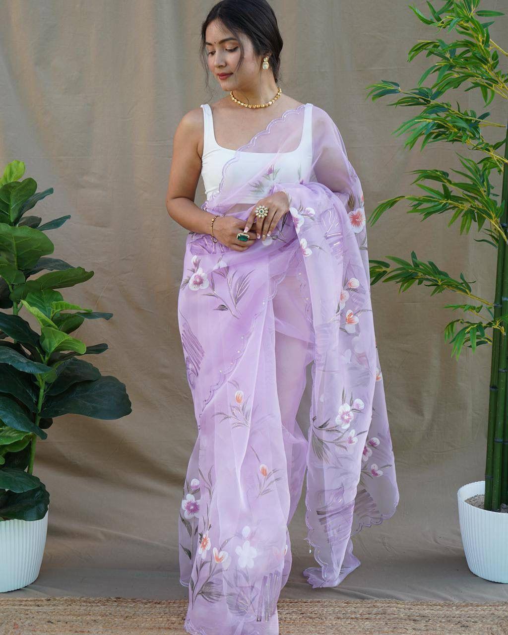 Hand-painted Soft Pastel Sarees - Gracious You