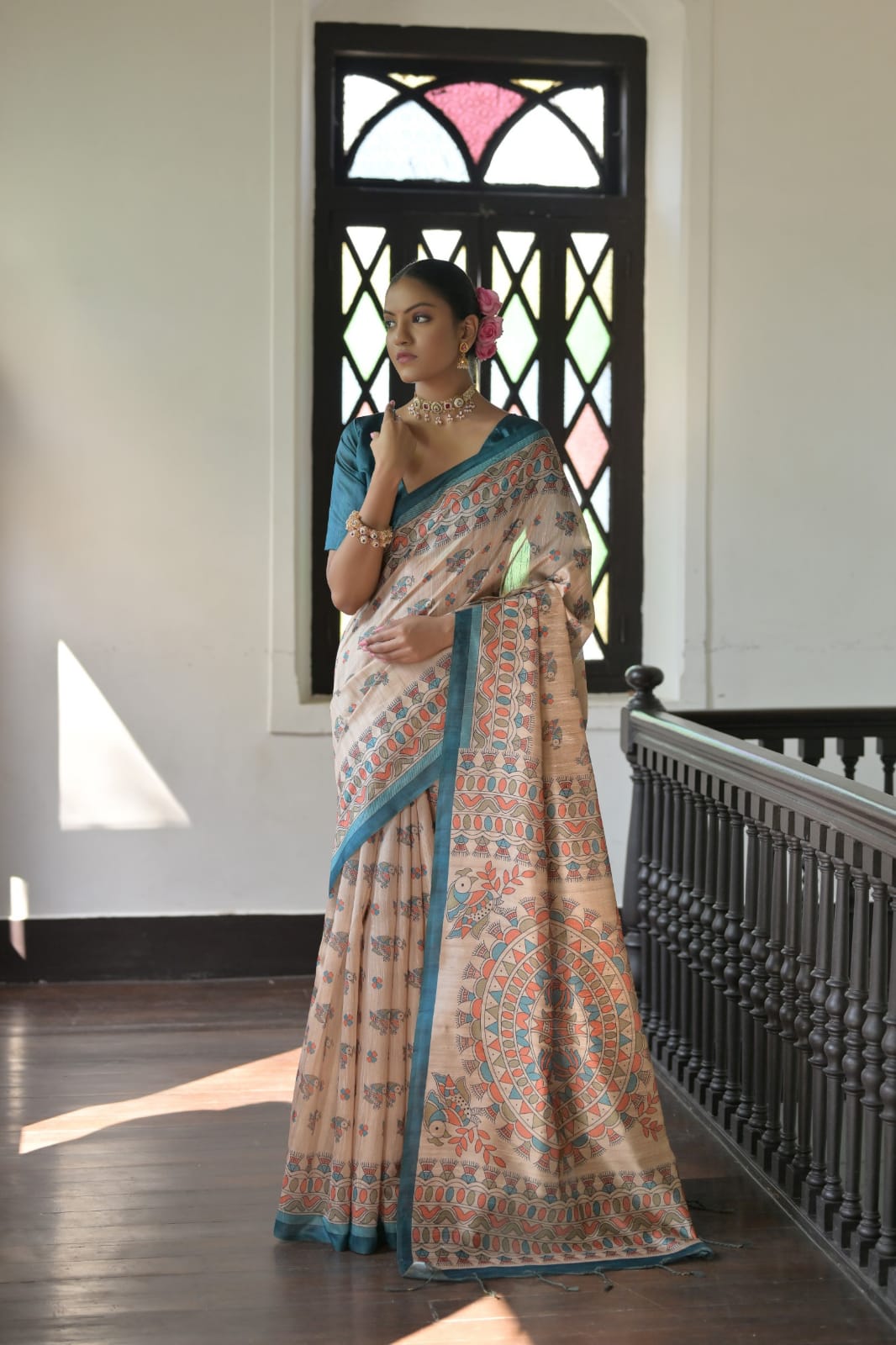 Soft Tussar Madhubani Saree