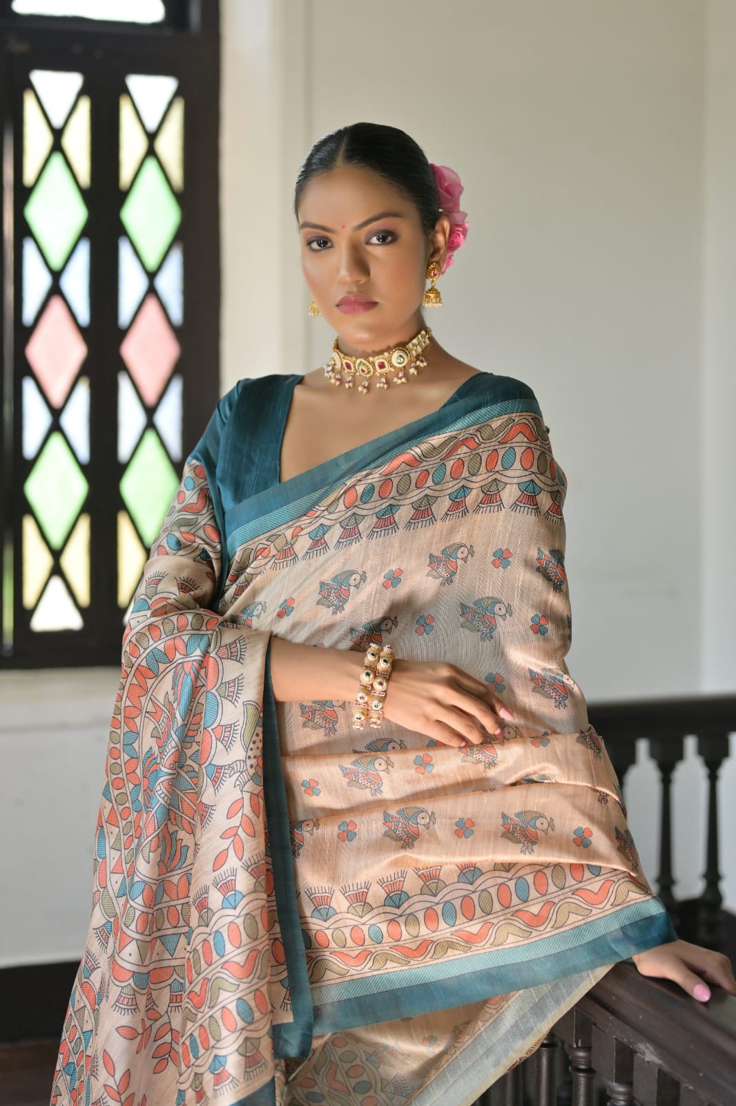 Soft Tussar Madhubani Saree