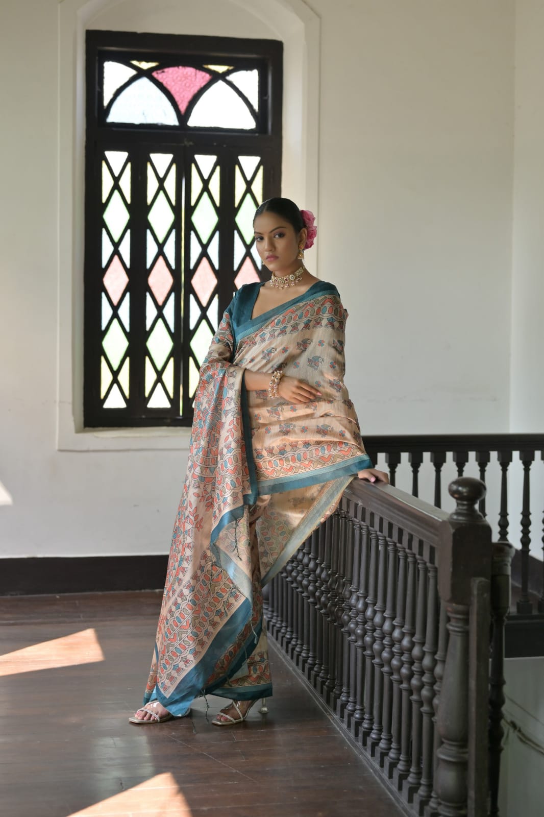 Soft Tussar Madhubani Saree