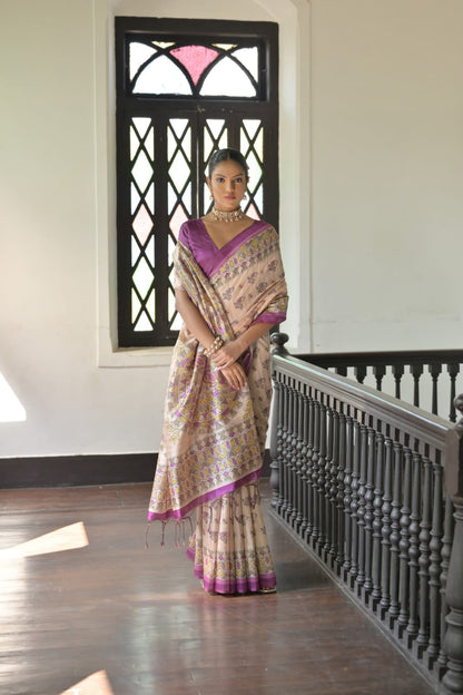 Soft Tussar Madhubani Saree