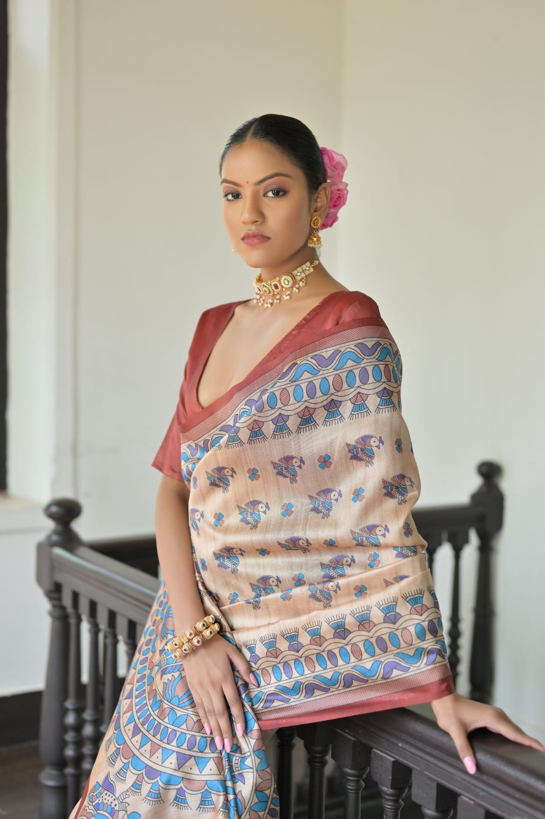 Soft Tussar Madhubani Saree