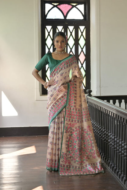 Soft Tussar Madhubani Saree