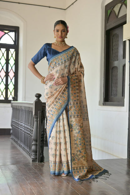 Soft Tussar Madhubani Saree