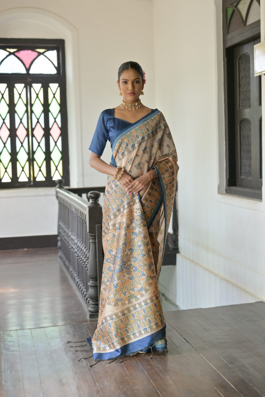 Soft Tussar Madhubani Saree