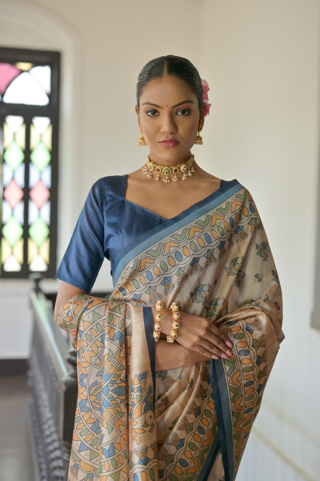 Soft Tussar Madhubani Saree