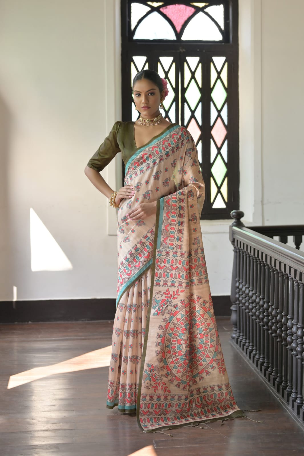 Soft Tussar Madhubani Saree