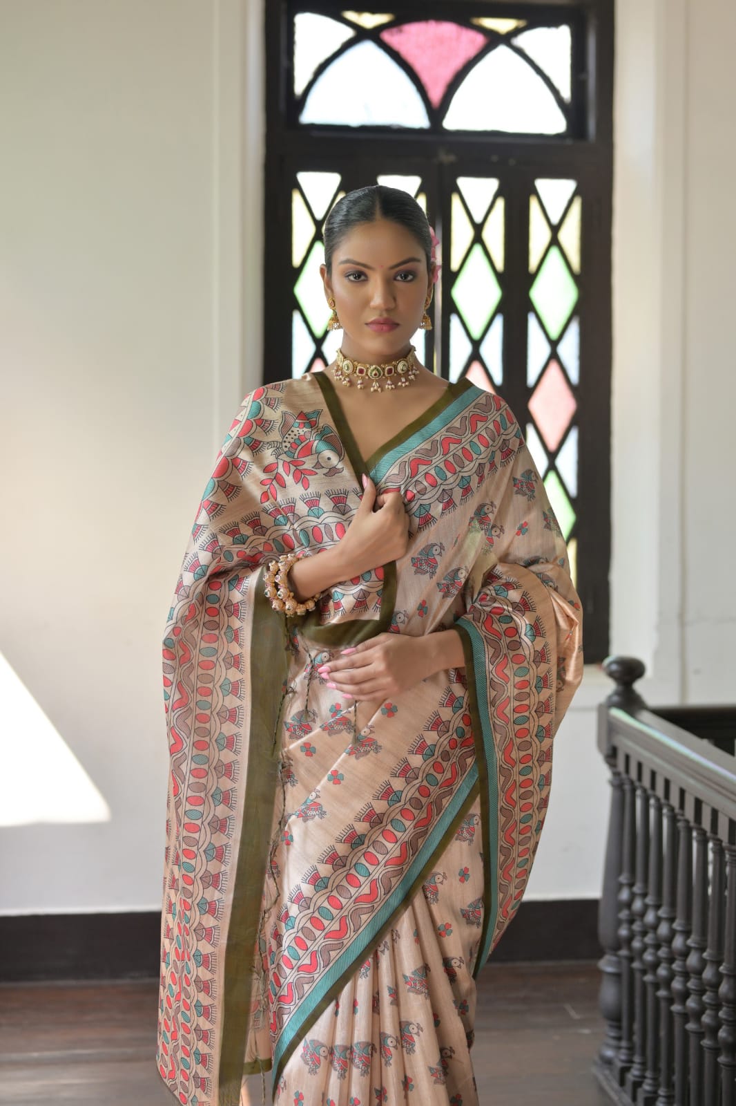 Soft Tussar Madhubani Saree