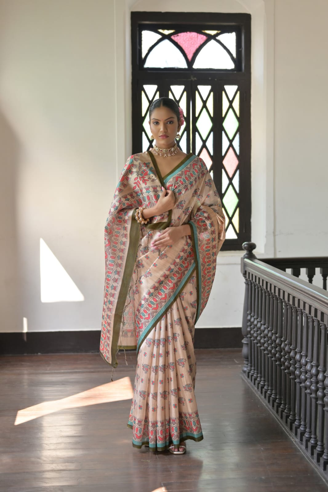 Soft Tussar Madhubani Saree