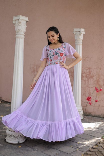 Pastel Embroidered Work Gown - Gracious You