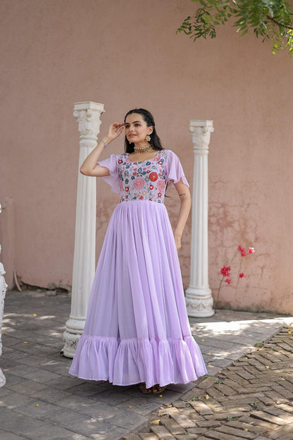 Pastel Embroidered Work Gown - Gracious You