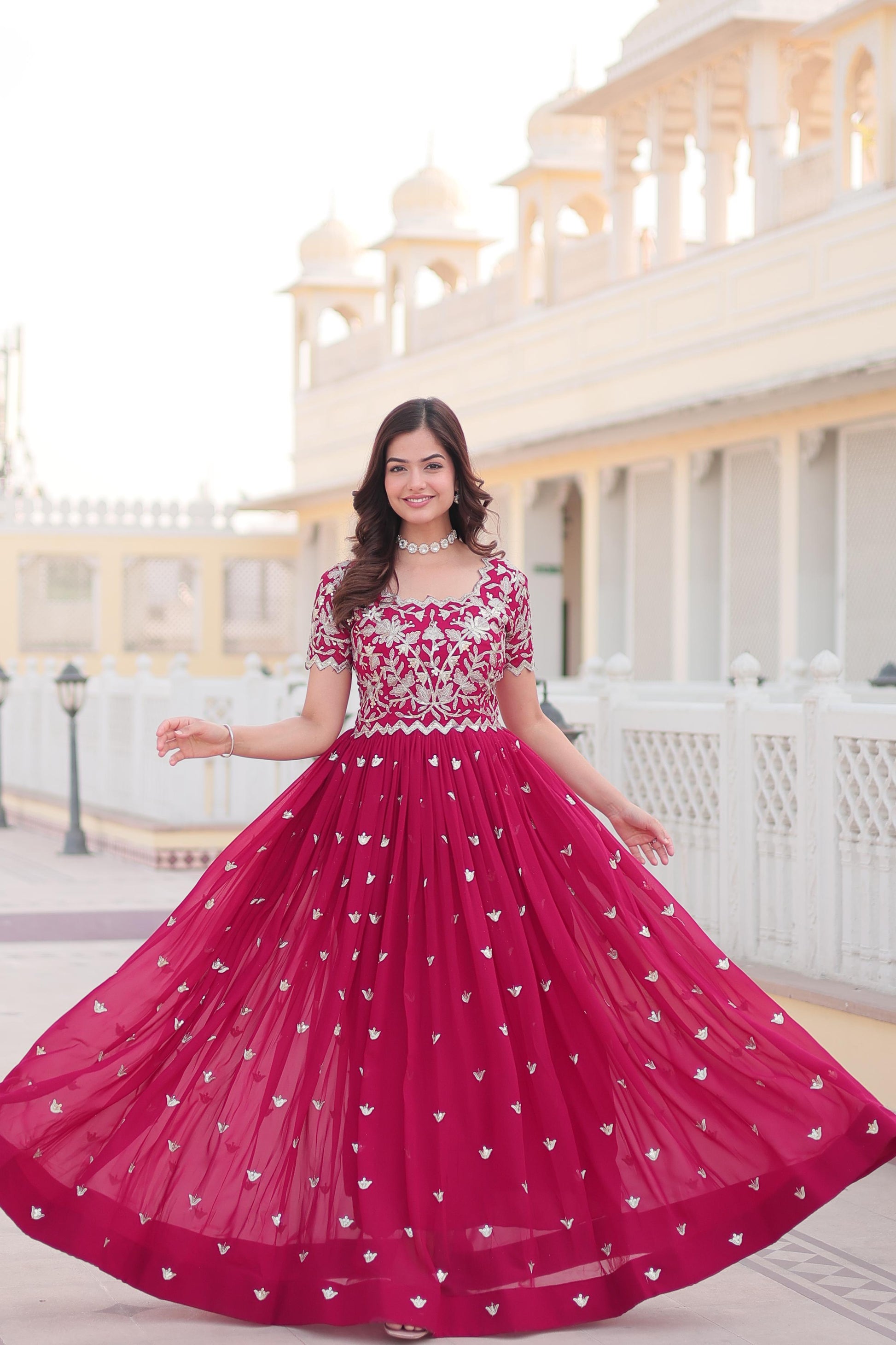 Summer Sequins Embroidered work Gown - Gracious You