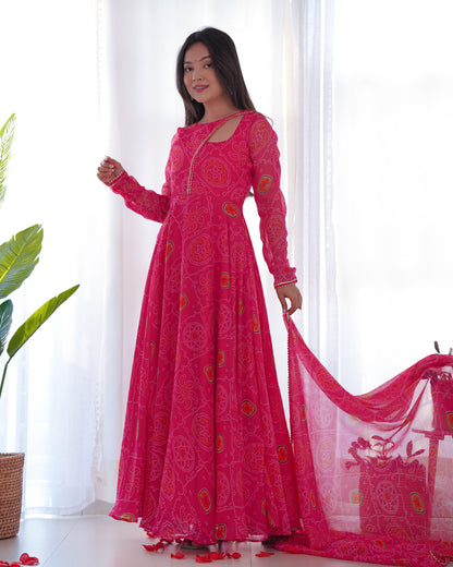 Bandhani Pink Printed Suit - Gracious You