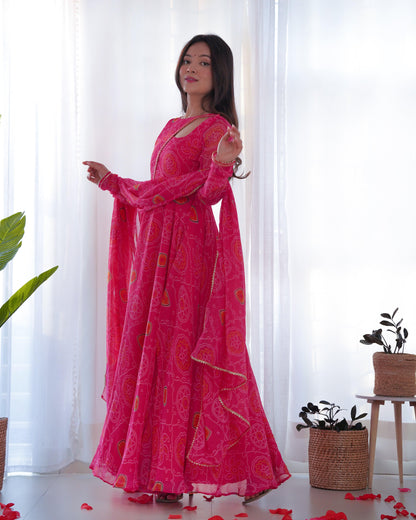 Bandhani Pink Printed Suit - Gracious You