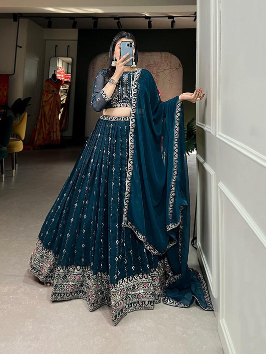 Navy Blue Elegant Work Lehenga Choli - Gracious You