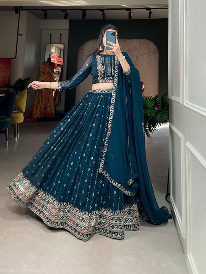 Navy Blue Elegant Work Lehenga Choli - Gracious You