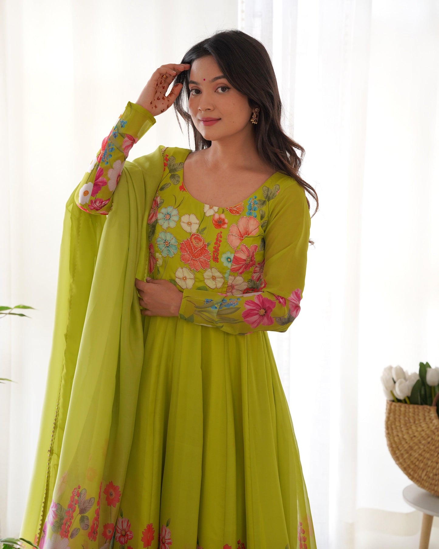 Organza Silk Print Anarkali Set - Gracious You