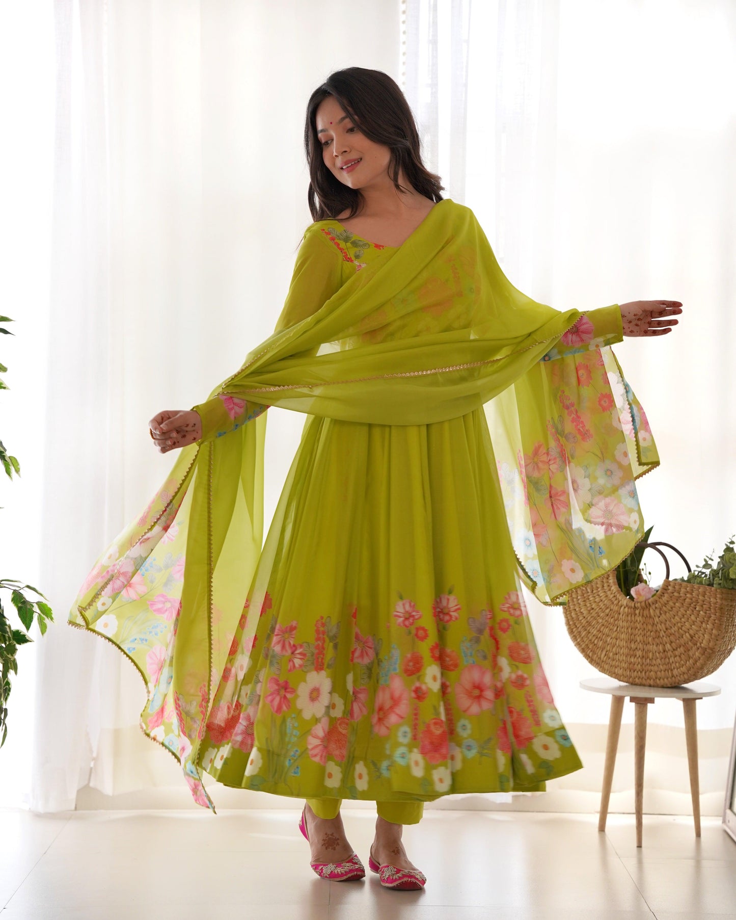 Organza Silk Print Anarkali Set - Gracious You