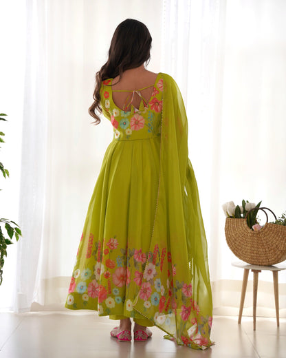 Organza Silk Print Anarkali Set - Gracious You