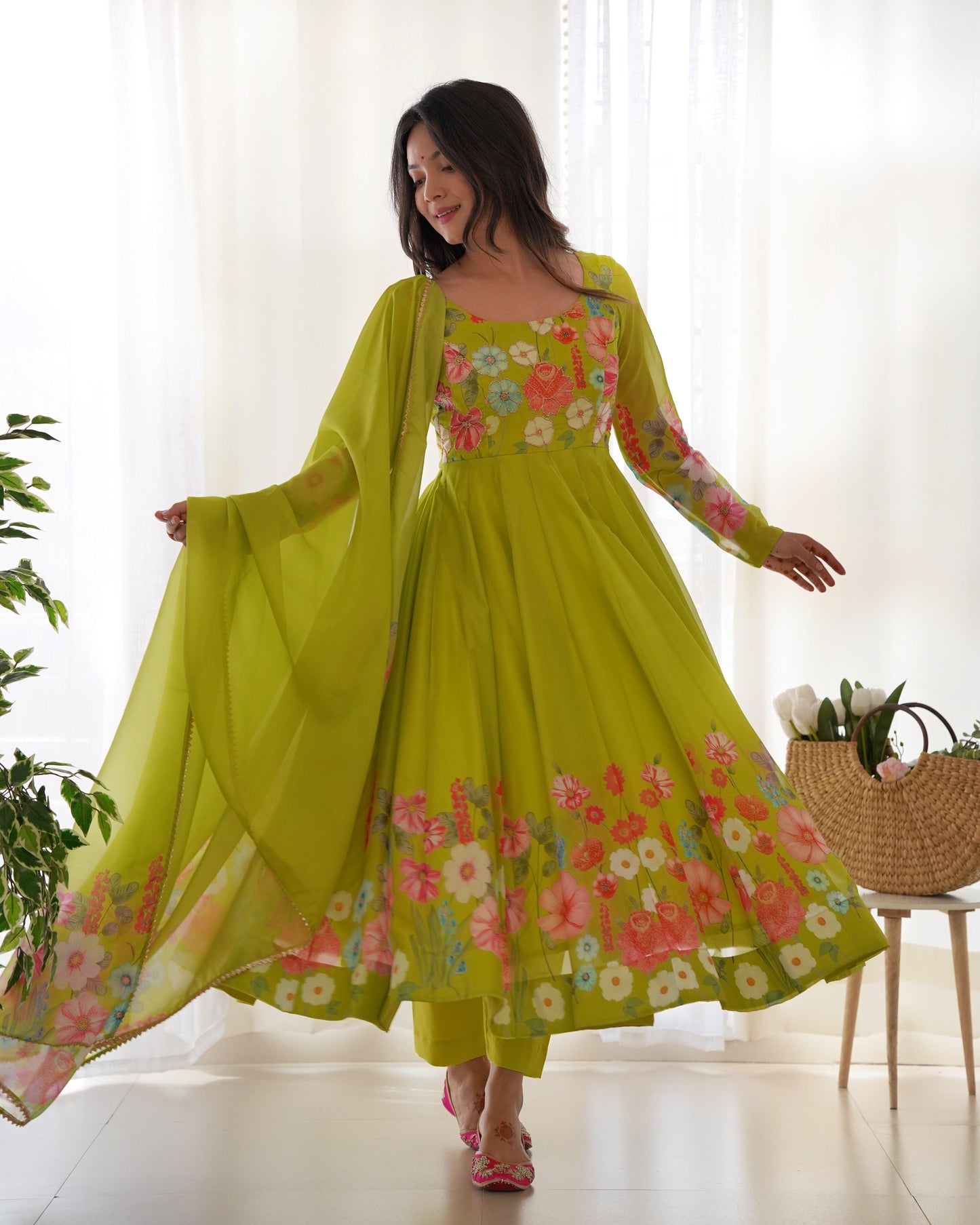 Organza Silk Print Anarkali Set - Gracious You