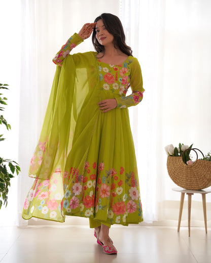 Organza Silk Print Anarkali Set - Gracious You