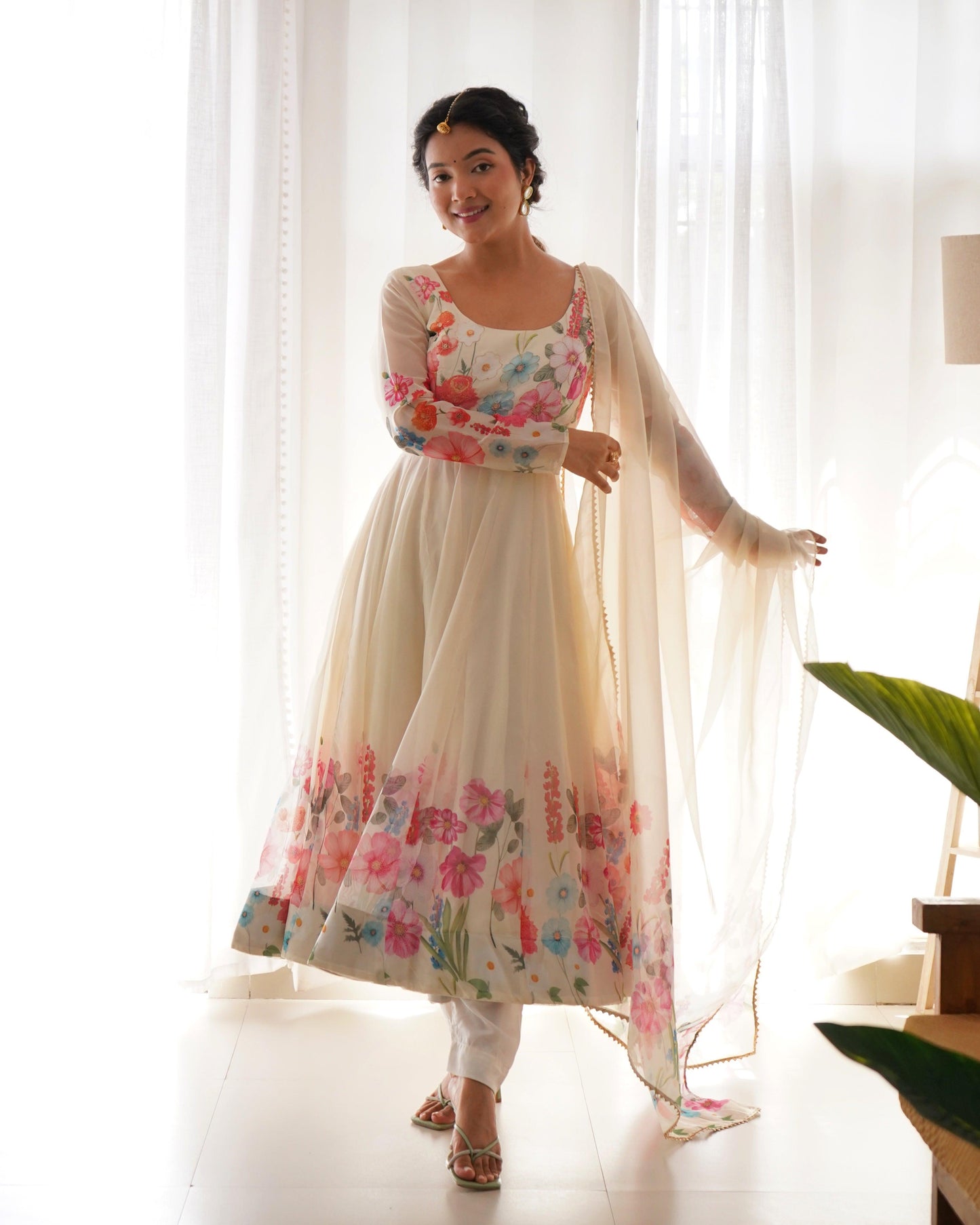 Organza Silk Print Anarkali Set - Gracious You