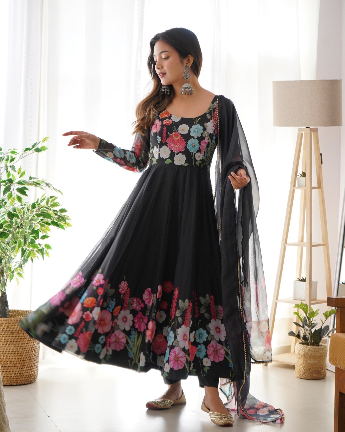 Organza Silk Print Anarkali Set - Gracious You