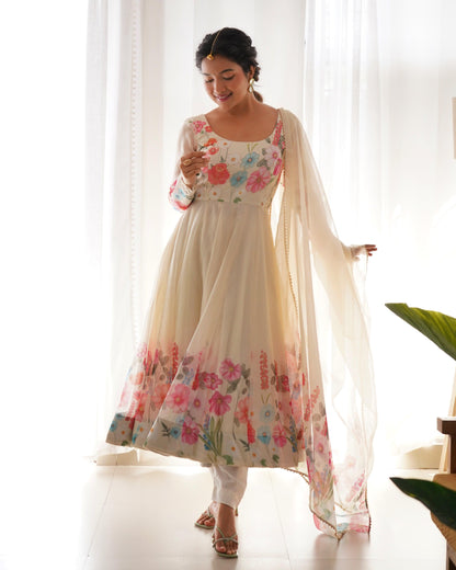 Organza Silk Print Anarkali Set - Gracious You