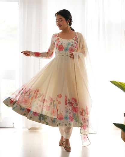 Organza Silk Print Anarkali Set - Gracious You