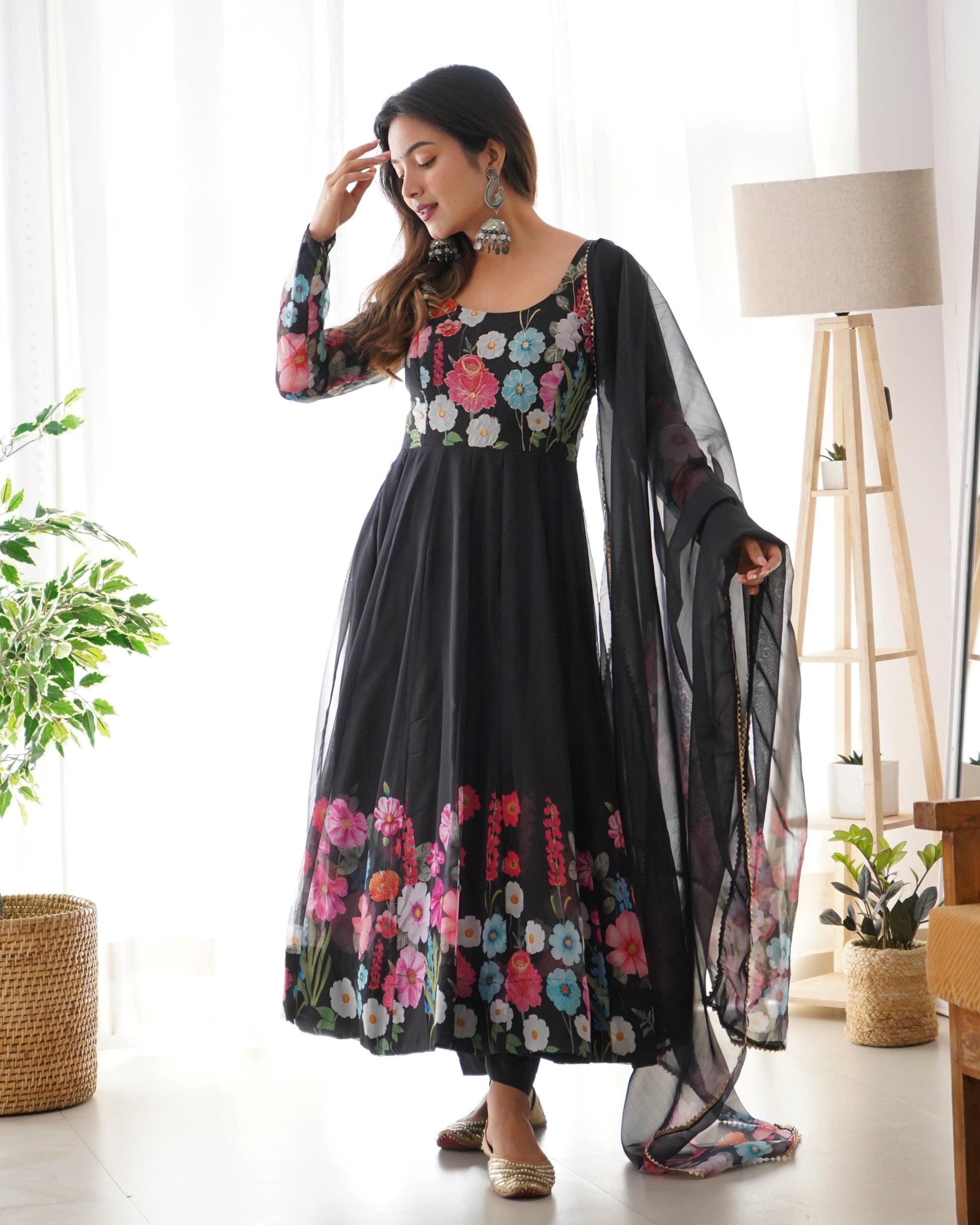 Organza Silk Print Anarkali Set - Gracious You