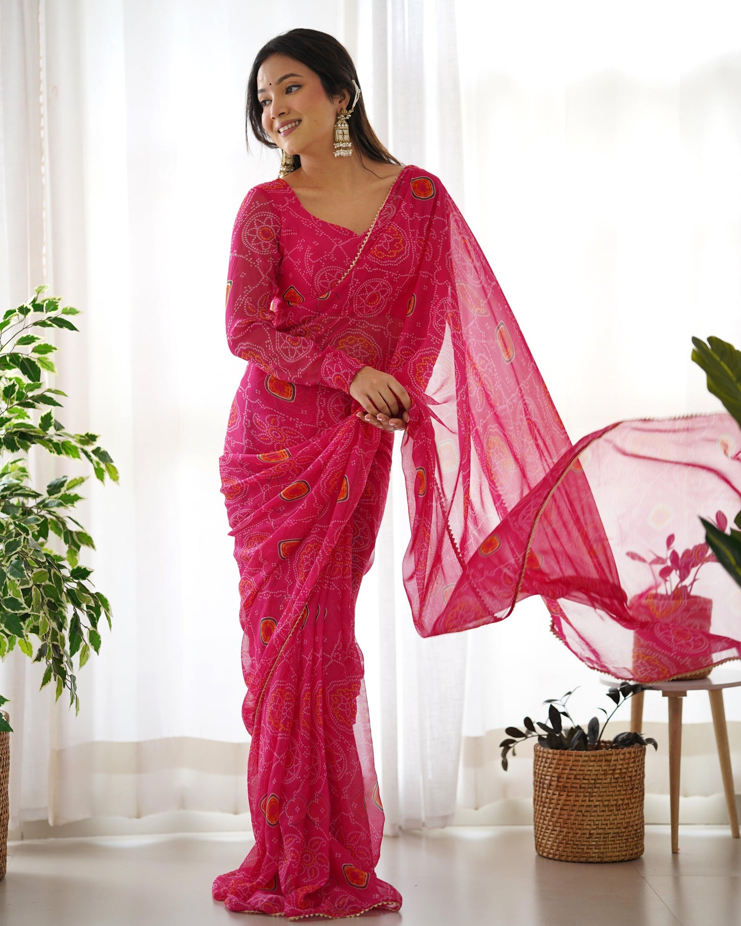 Blushing Bandhani Ready to wear Saree - Gracious You