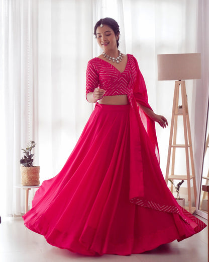 Exquisitely Embroidered Lehenga choli in georgette - Gracious You