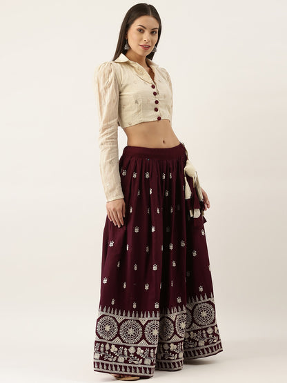 Wine & Pearl Lehenga Co-ords