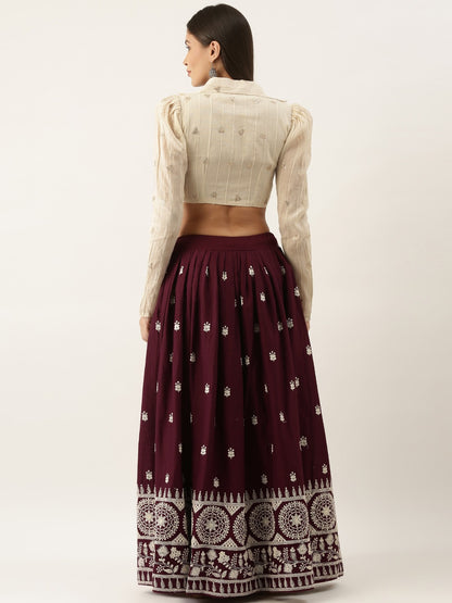 Wine & Pearl Lehenga Co-ords