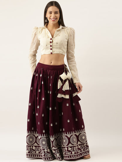 Wine & Pearl Lehenga Co-ords