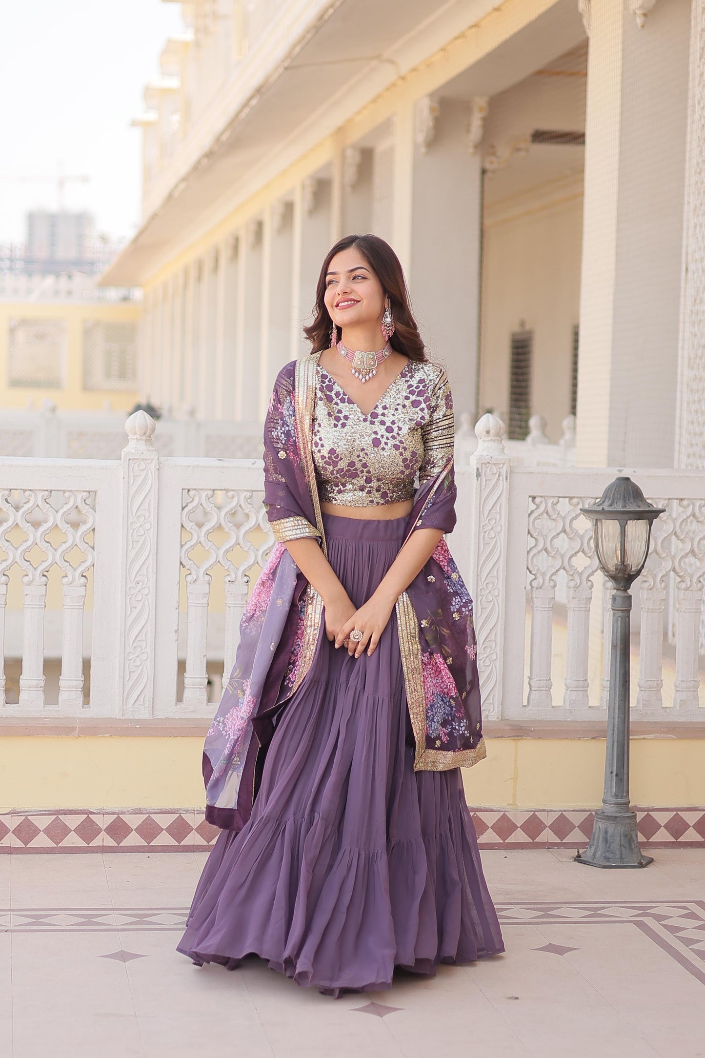 Fully Flaired Sequins Embroidered Designer Lehenga